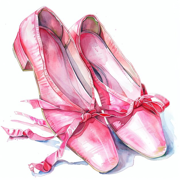 Photo a drawing of a pair of pink shoes with a bow on it