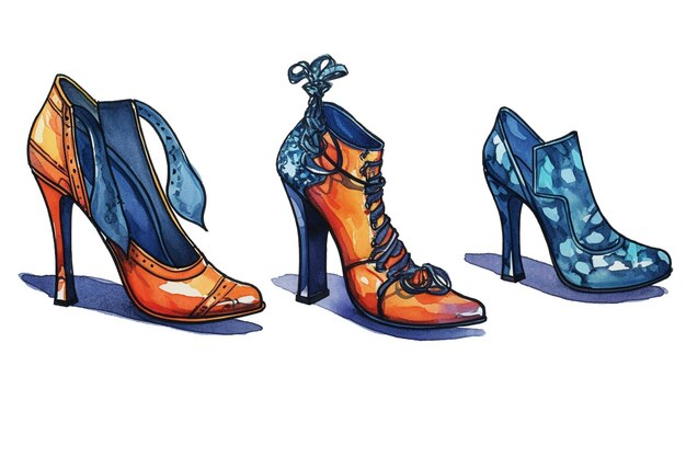 A drawing of a pair of shoes from the brand new collection.