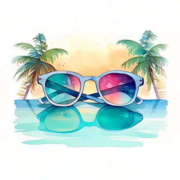 A drawing of a pair of sunglasses with the word beach on it.