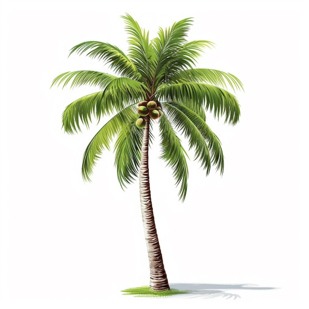 A drawing of a palm tree with a coconut on it generative ai