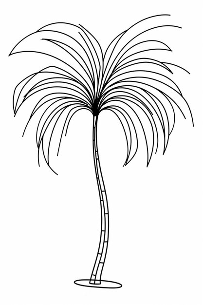 Photo a drawing of a palm tree with a long stem generative ai