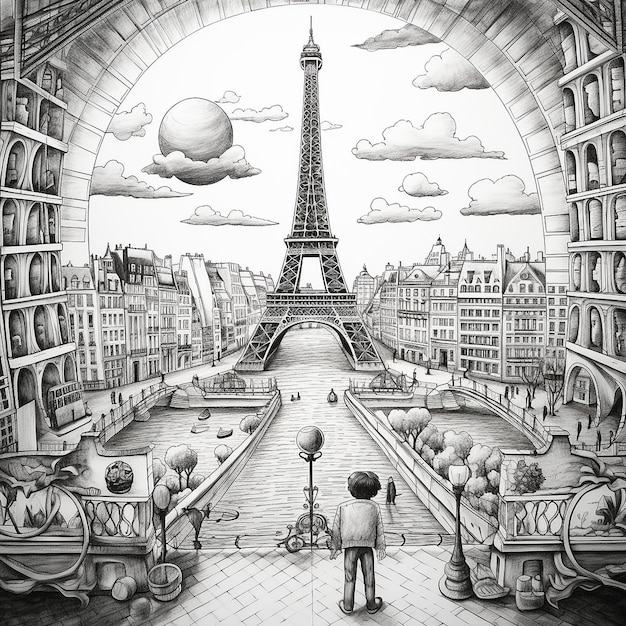 Photo drawing of paris