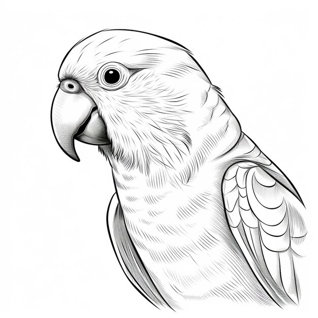 Photo drawing of a parrot with a white background generative ai