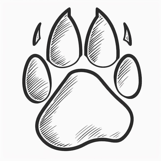 a drawing of a paw print on a white background generative ai