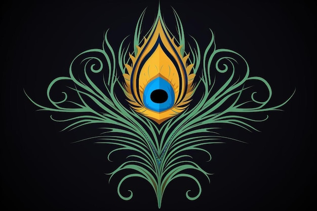 A drawing of a peacock with a blue eye on it.