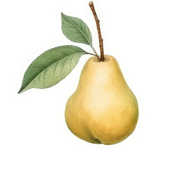 Photo a drawing of a pear with a leaf that says pear.