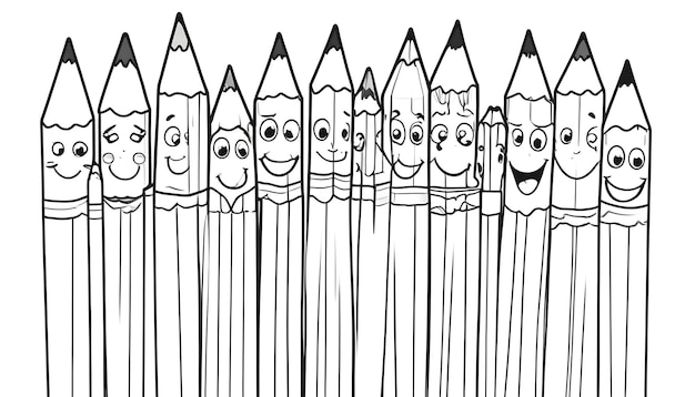 Photo a drawing of a pencil with faces drawn on it