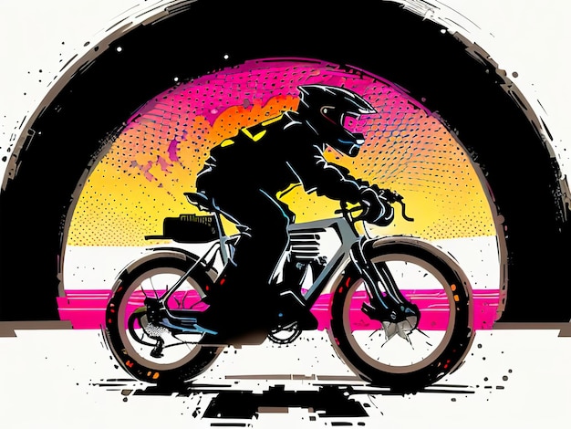 A drawing of a person riding a bike with the words " bike " on the bottom.