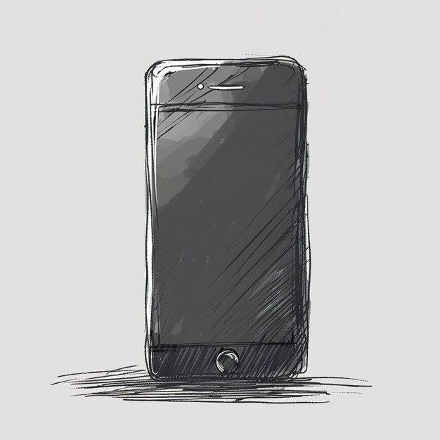 Photo a drawing of a phone with a button on it