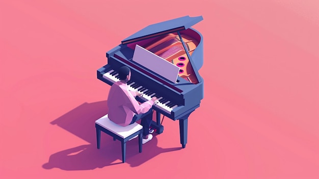 Photo a drawing of a piano with a man playing the piano