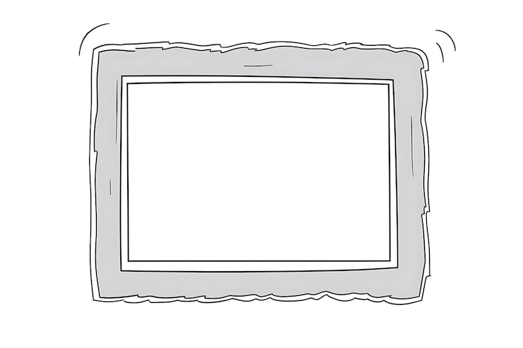 Photo a drawing of a picture frame with a blank white paper