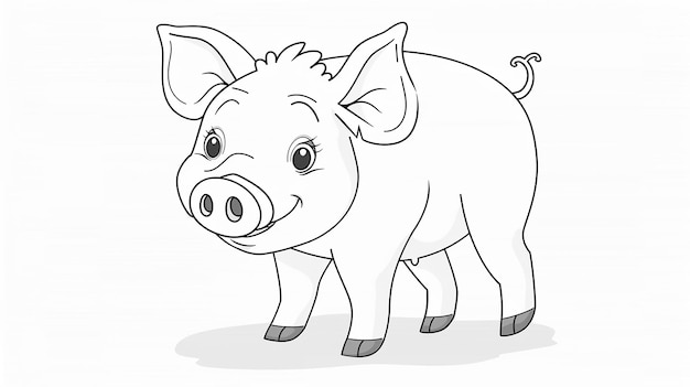 その上に黒い輪郭を描いた豚の絵