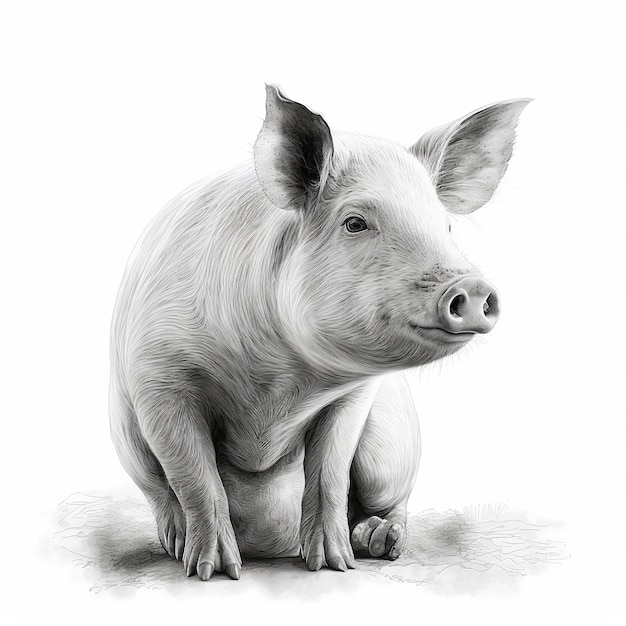 A drawing of a pig with the word pig on it