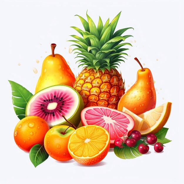 a drawing of a pineapple and oranges with the word pineapple on it.