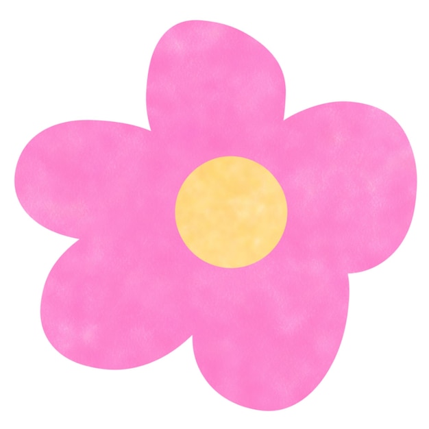 Drawing of pink flower isolated on white background