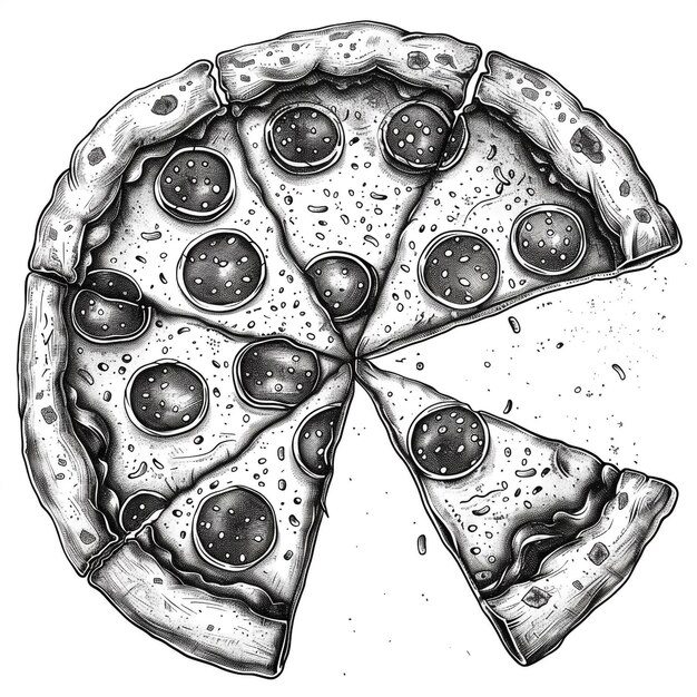 Photo a drawing of a pizza with a lot of bubbles on it