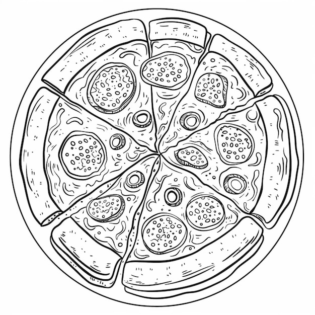 рисунок пиццы с изображением пиццы на ней