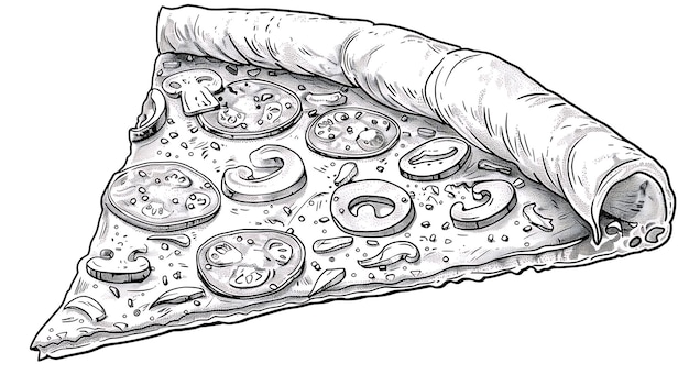 Photo a drawing of a pizza with a slice of pizza on it