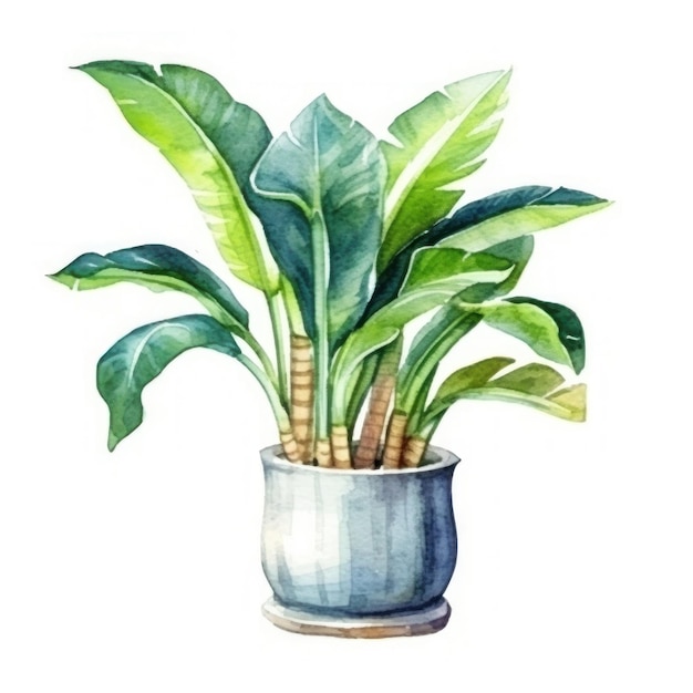 рисунок растения с зелеными листьями.