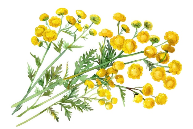 Photo a drawing of a plant with yellow flowers