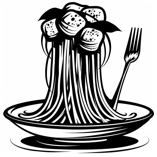 Photo a drawing of a plate with a fork and a fork on it