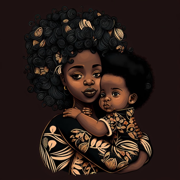 drawing portrait black child, african child