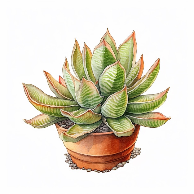 A drawing of a potted plant with a green plant in it.