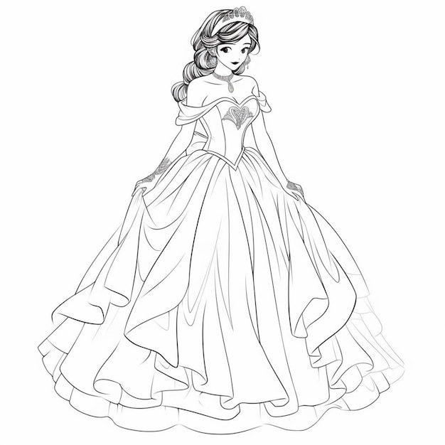 A drawing of a princess in a ball gown generative ai