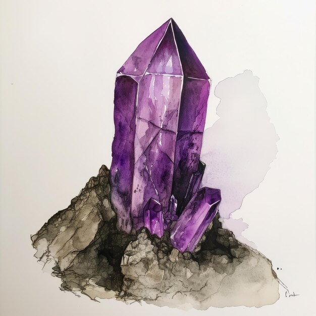 Photo a drawing of a purple stone with a purple stone on it