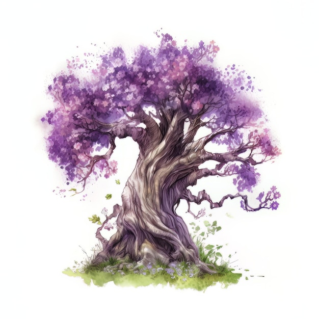Premium AI Image | A drawing of a purple tree with purple leaves and