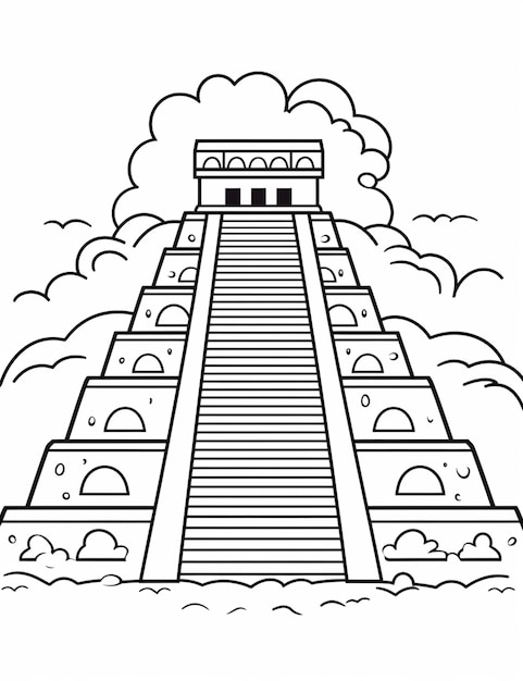 рисунок пирамиды с лестницей в середине