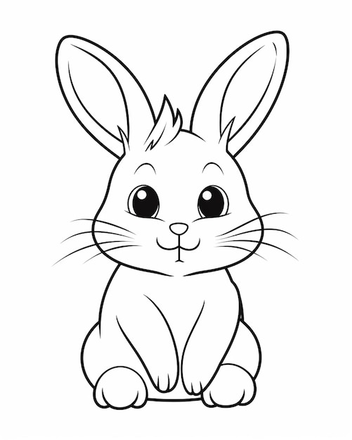 Photo a drawing of a rabbit sitting down with its eyes open generative ai