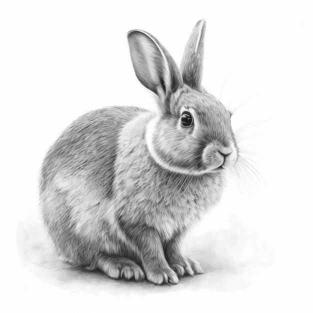 A drawing of a rabbit that has the word rabbit on it.