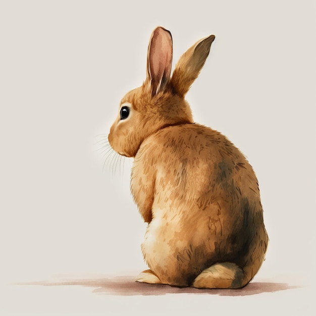 A drawing of a rabbit that is on a beige background