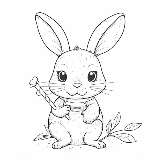 A drawing of a rabbit with a bone in its paws generative ai