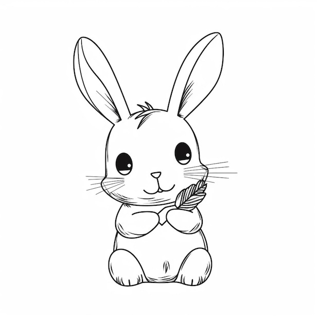 Photo a drawing of a rabbit with a carrot in its mouth generative ai