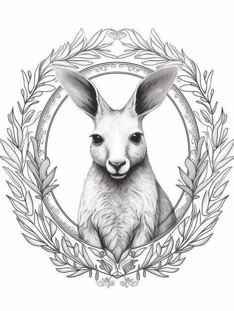 Photo a drawing of a rabbit in a wreath with a white background generative ai