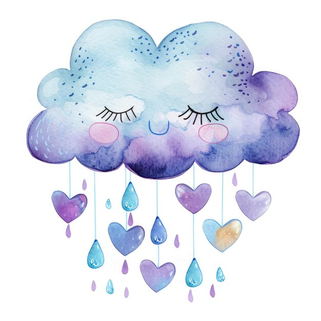 Photo a drawing of a rain cloud with the eyes closed and the word love