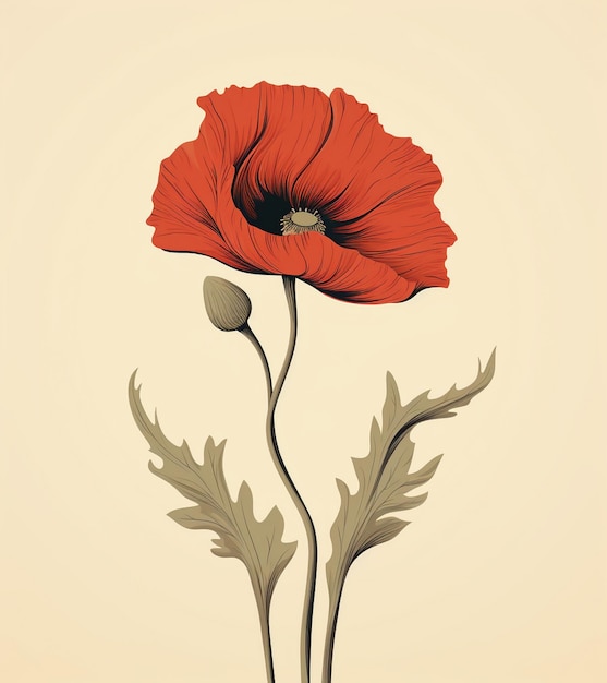 a drawing of a red flower with the words  poppy  on it