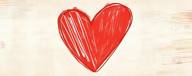 Drawing of a Red Heart on a White Background