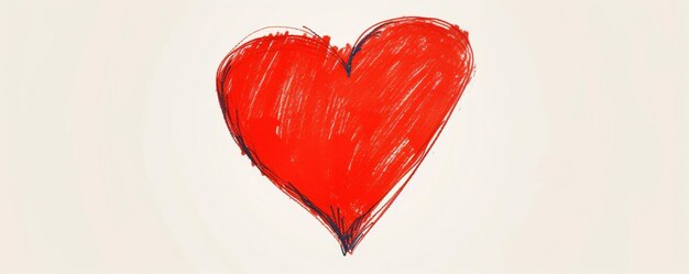 A Drawing of a Red Heart on a White Background