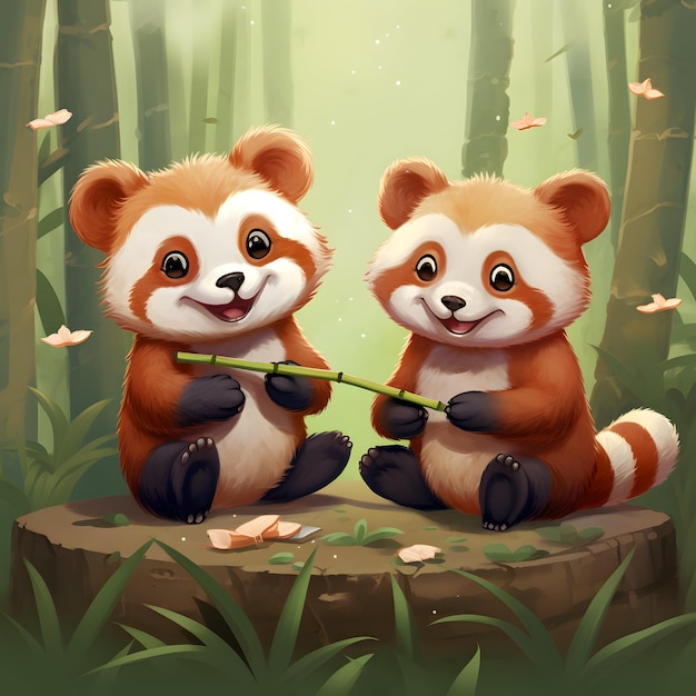 drawing of red pandas