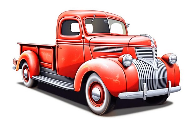 drawing of a red truck on a white background