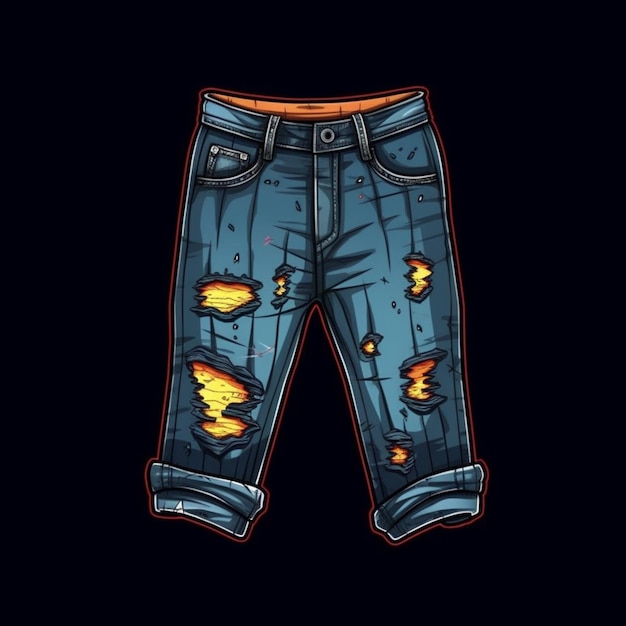 Premium AI Image A drawing of a ripped jeans