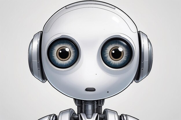 A drawing of a robot with a big eyes and a big nose generative ai