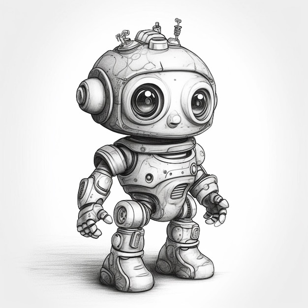 a drawing of a robot with a big eyes and a helmet generative ai