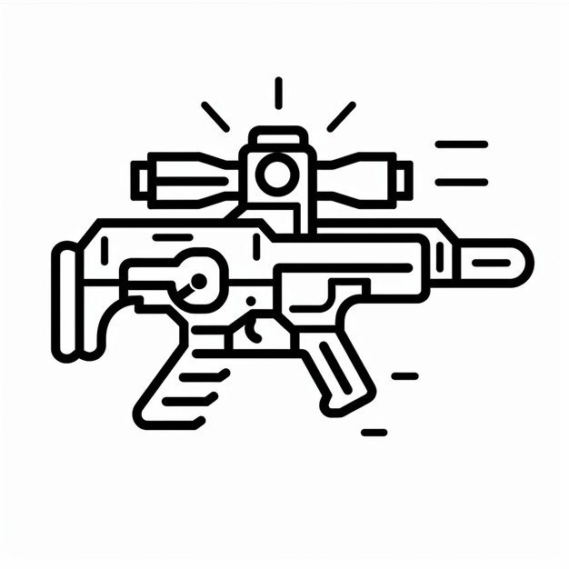 a drawing of a robot with a gun on it