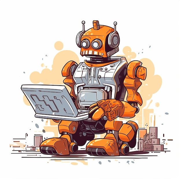 a drawing of a robot with the letters d on it