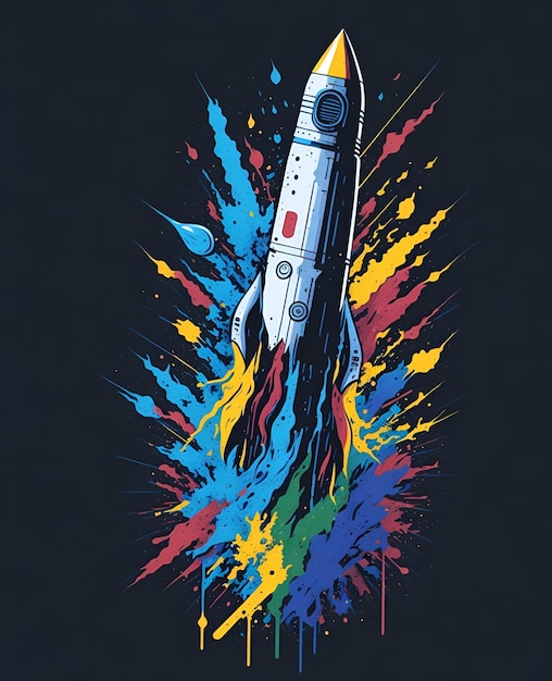 A drawing of a rocket with the words space shuttle on it