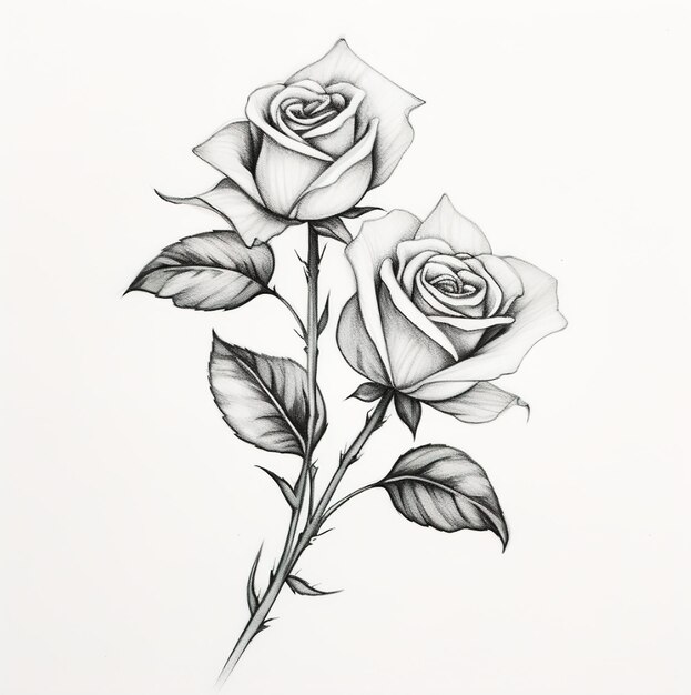 A drawing of a rose that has the words rose on it